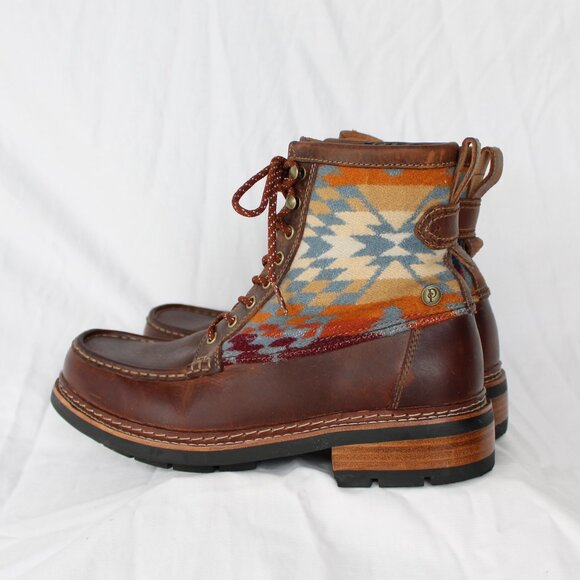 Pendelton Clarks leather wool Aztec blanket Ottawa Peak Boot Hiking lace up 9 - Picture 8 of 11